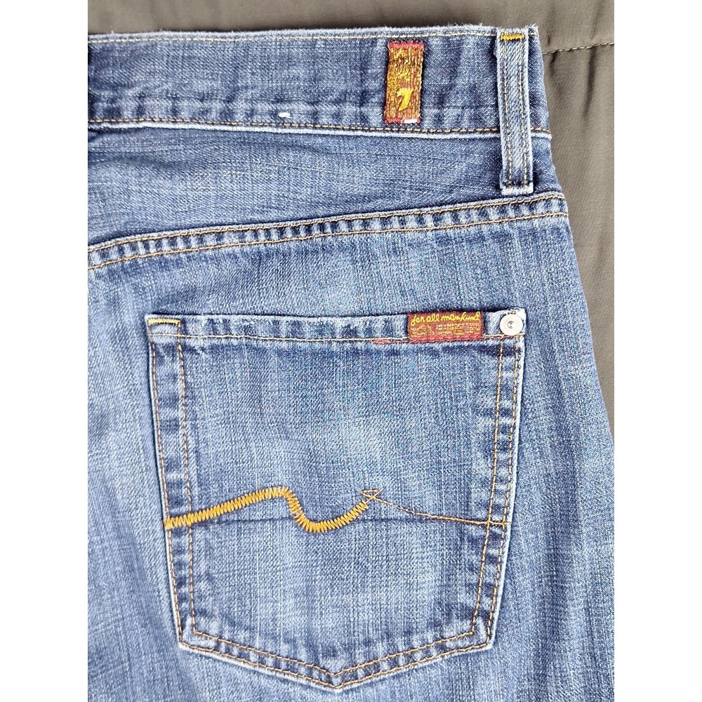 7 For All Mankind Brett Jeans Mens Size 35x28 Blue Bootcut Medium Wash Denim
